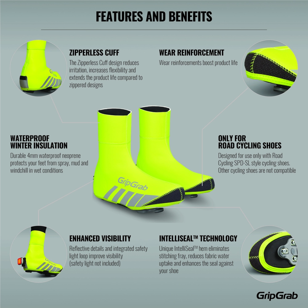 GripGrab RaceThermo Skoovertræk Hi-Vis 4 GripGrab RaceThermo Skoovertræk Hi-Vis - Billede 2